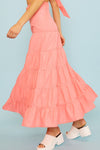 Jamie Tie Back Crop Top And Belted Maxi Skirt - Peach