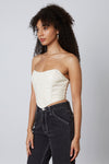 Kaytee Strapless Faux Leather Corset Top - Ivory