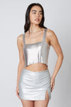 Eve Chainmail Metallic Top - Silver