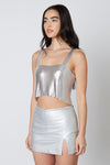 Eve Chainmail Metallic Top - Silver