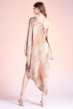 Nellie Asymmetrical Retro Maxi Dress-  Tan