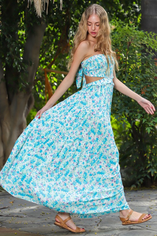 Diviana Strapless Cut Out Maxi Dress