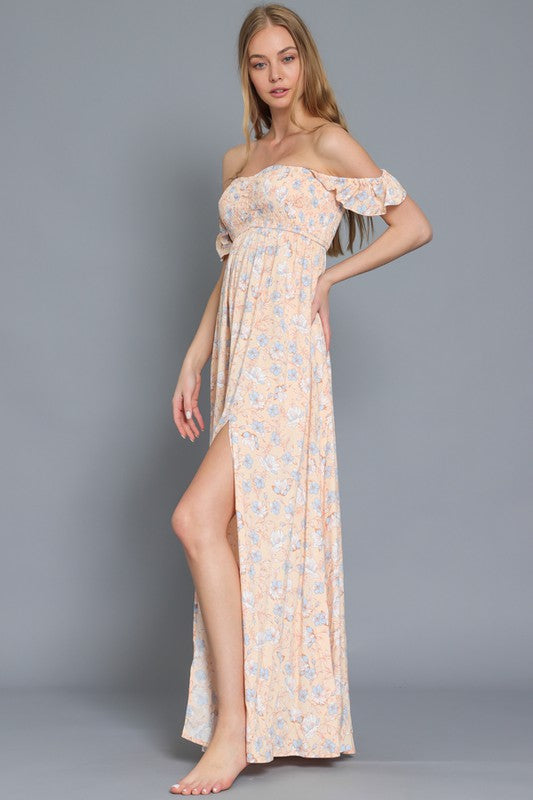 Kaelie Strapless Ruffle Smocked Dress