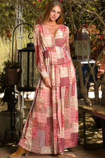 Emberly Button Down Tiered Maxi Dress - Rose Floral
