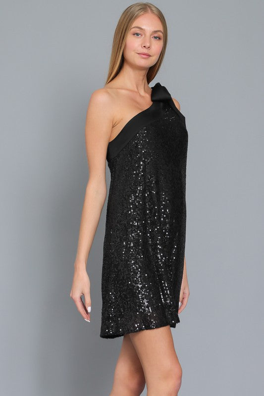 Christabel One Shoulder Sequin Mini Dress - Black Girls Will Be Girls Christabel One Shoulder Sequin Mini Dress - Black Girls Will Be Girls