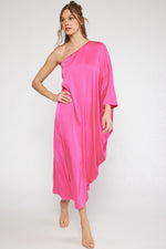 Nellie Asymmetrical One Shoulder Maxi Dress - Hot Pink