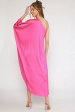 Nellie Asymmetrical One Shoulder Maxi Dress - Hot Pink