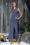 Kenna One Shoulder Maxi Dress - Blue Slate