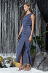 Kenna One Shoulder Maxi Dress - Blue Slate