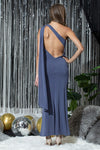 Kenna One Shoulder Maxi Dress - Blue Slate