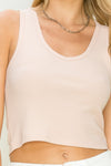 Adrienne Ribbed Crop V-Neck Top - Blush