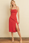 Cyane Pleated Midi Dress - Red