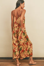 Miracle Tropics V-neck Jumpsuit - Rust