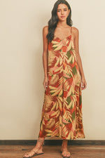 Miracle Tropics V-neck Jumpsuit - Rust