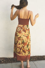 Caro Tropical Tie Front Fringe Midi Skirt