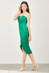 Fiona Strapless With Slit Midi Dress - Green