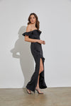Minerva Off The Shoulder Cascading Gown Maxi Dress