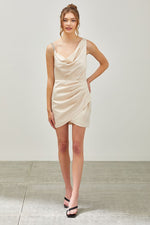 Ellery Cowl Neck Ruched Mini Dress - Ecru