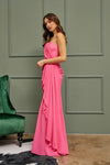 Lisse Strapless Side Gather Gown Maxi Dress - Pink