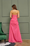 Lisse Strapless Side Gather Gown Maxi Dress - Pink