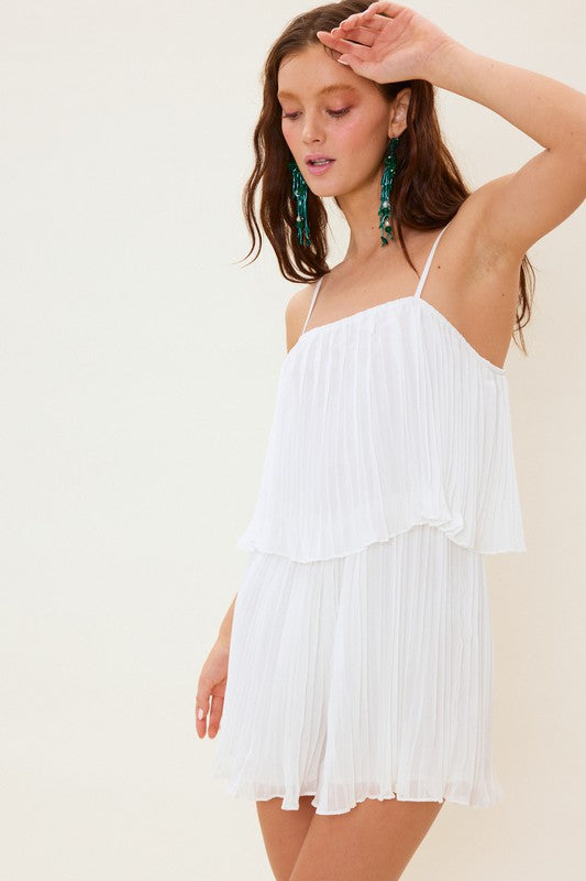 Michelle Pleated Tiered Flowy Romper