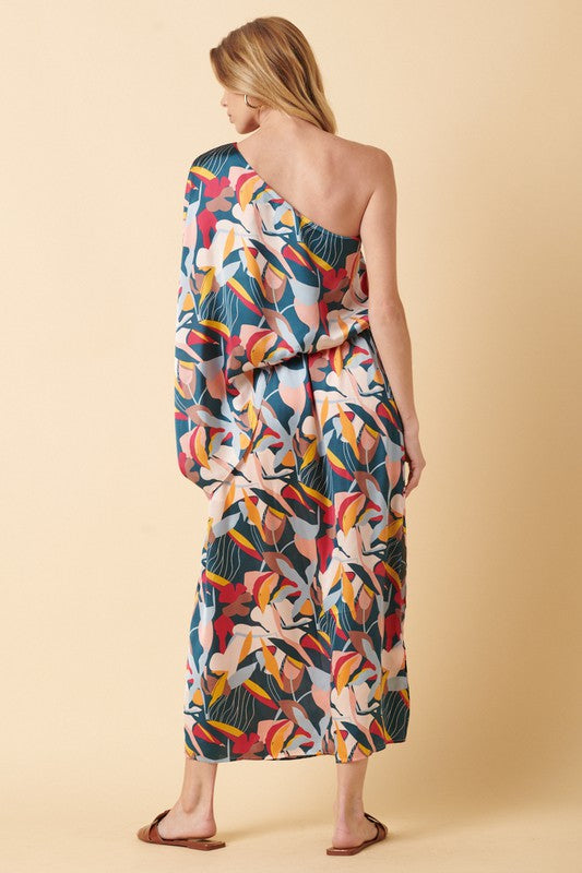 Capucine One Shoulder Abstract Maxi Dress