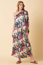 Capucine One Shoulder Abstract Maxi Dress