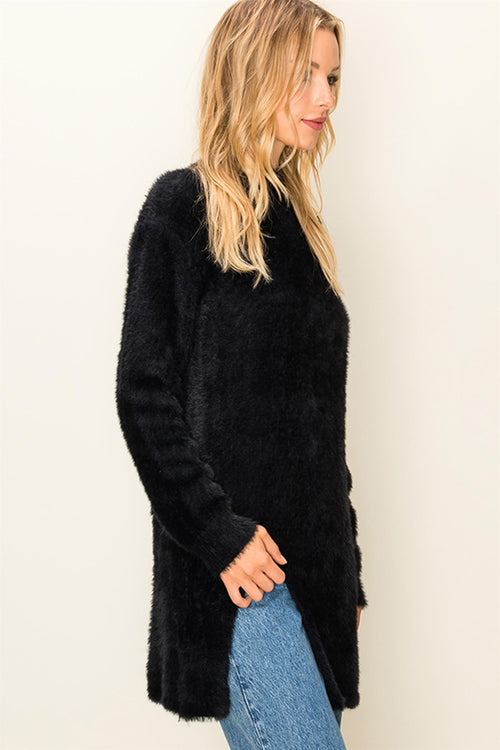Ezira Sweater Tunic Slit On Side - Black