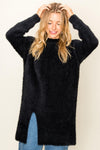 Ezira Sweater Tunic Slit On Side - Black