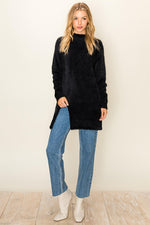 Ezira Sweater Tunic Slit On Side - Black