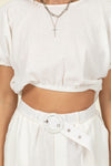 Mercedes Linen Crop Top And Belted Shorts Set