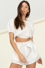 Mercedes Linen Crop Top And Belted Shorts Set