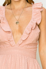 Sarita Ruffle Detail Eyelet Romper - Mauve