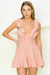 Sarita Ruffle Detail Eyelet Romper - Mauve