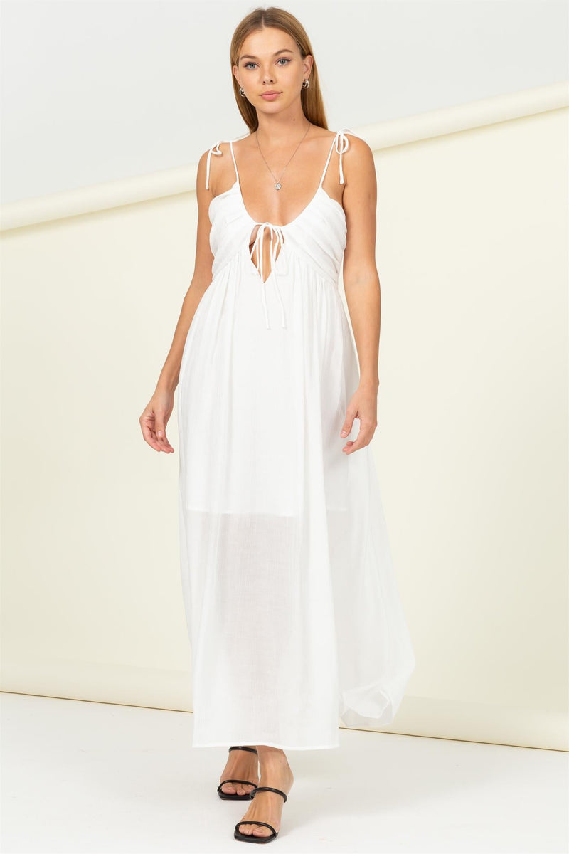 Flyn Tie Front Maxi Dress - Off White