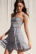 Anne Open Back Floral Smocked Mini Dress