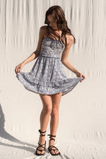 Anne Open Back Floral Smocked Mini Dress