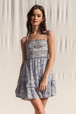 Anne Open Back Floral Smocked Mini Dress