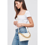 Alycia Chunky Chain Linen Square Crossbody Bag