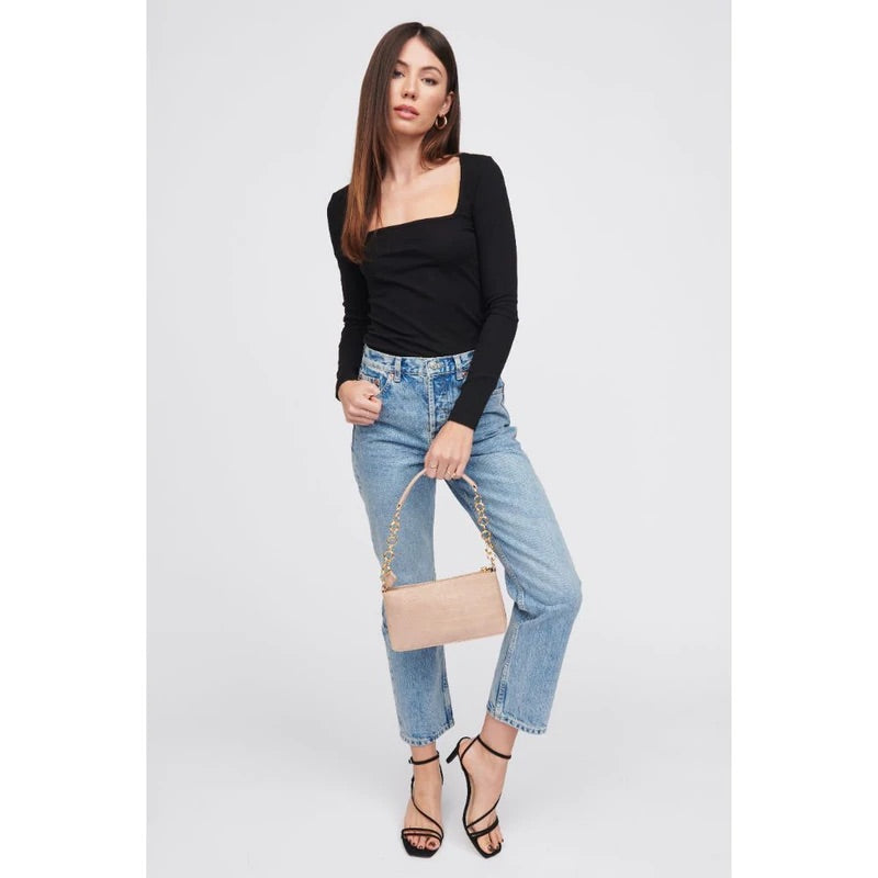 Gisely Patent Mini Shoulder Bag - Natural