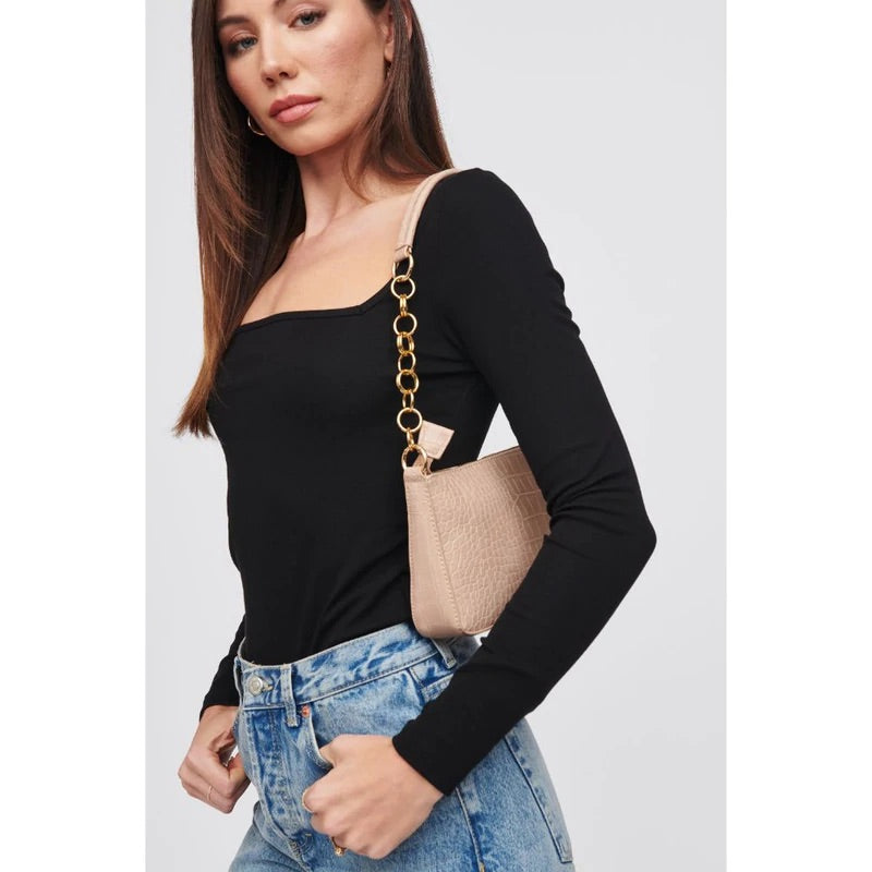 Gisely Patent Mini Shoulder Bag - Natural