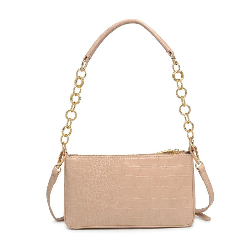 Gisely Patent Mini Shoulder Bag - Natural