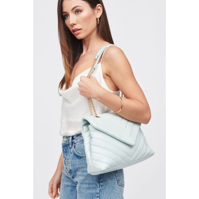 Mylin V-Shaped Quilted Shoulder Bag - Icy Blue – Girls Will Be Girls