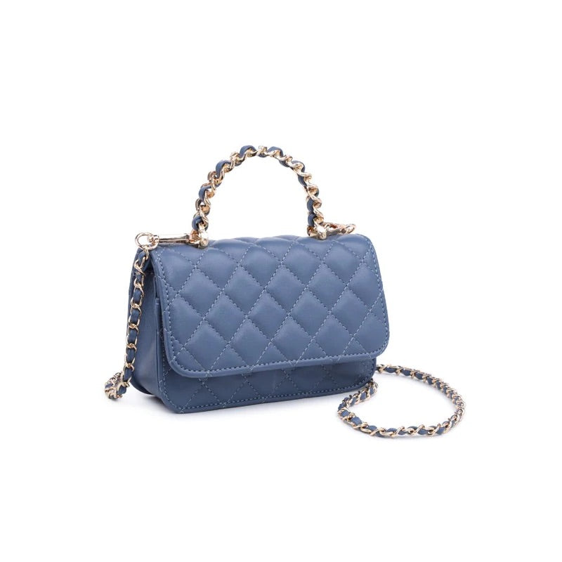 Blue Quilted Chain Bag