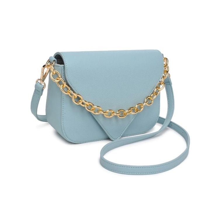 Zamira Chunky Chain Crossbody Bag - Sky Blue