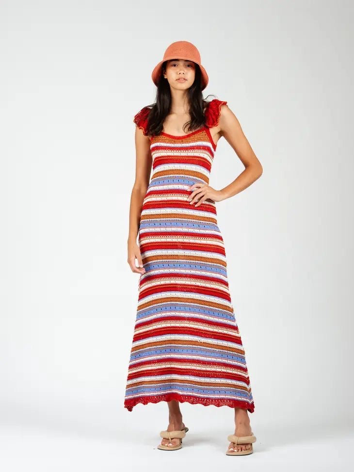 Anabeth Stripe Crochet Ruffle Detail Maxi Dress Girls Will Be Girls Anabeth Stripe Crochet Ruffle Detail Maxi Dress Girls Will Be Girls