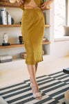 Anabella Satin Midi Skirt - Mustard