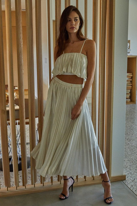 【NONCODE】23SS★ Color Tube Top & Pleated Skirt (Belt Set) Iconic Belted Tube Top & Skirt SET – EDGE