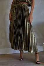 Ina Metallic Pleated Crop Top And Maxi Skirt - Gold