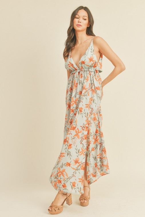 Maeve Sleeveless Ruffled Floral Maxi Dress